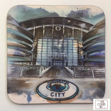 Manchester City Ethiad Printed Wooden Magnet Art