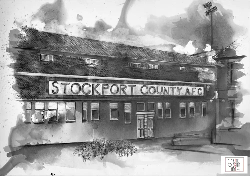 Edgeley Park Art Print In Monochrome Stockport