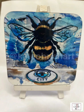 Manchester City Bee Printed Wooden Magnet