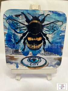 Manchester City Bee Printed Wooden Magnet