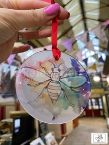 Rainbow Bee Glass Decoration