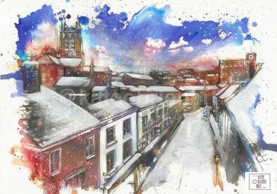 Rooftops Over Stockport Underbank Christmas Card