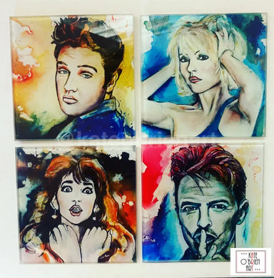 Set Of 4 Glass Coasters (Custom Made With Your Choice My Artwork)
