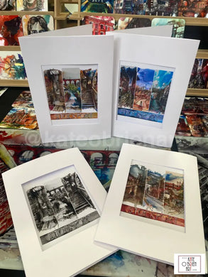 Set Of Four Stockport Triptych Greetings Cards Art
