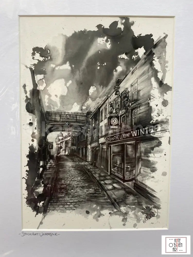 Stockport Underbank With Winters Jewellers In Monochrome Art Print
