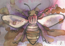 Worker Bee A5 Print (Mounted And Framed) Purple Manchester Art